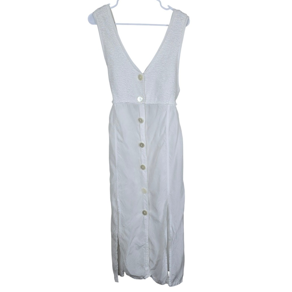BODIL Vintage White Terry Cloth Mixed Media Maxi Dress Button Front Size‎ 1 Boho